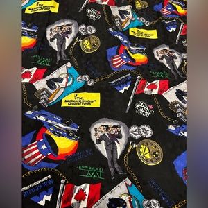 Vintage 90s Y2K Nicole Miller economy bank themed silk novelty scarf Rare